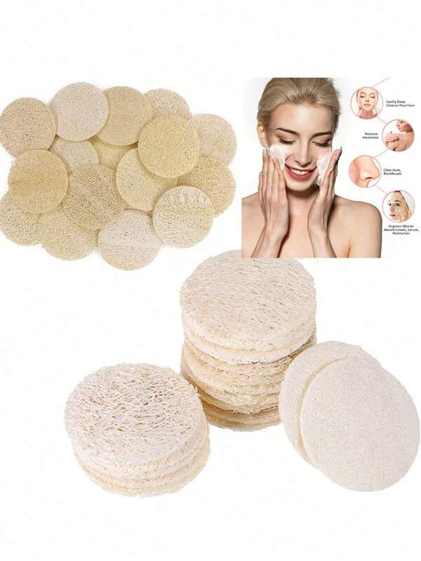 2/10 pièces Tampons démaquillants en loofah, tampons exfoliants et nettoyants, tampons de nettoyage du visage, serviettes de nettoyage en profondeur et de retrait de l'huile