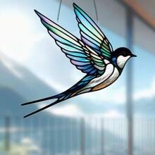 1pc Vibrant Swallow Sun Catcher - Colorful Acrylic Style Decorative Ornament, Multi-Color Window And Garden Hanging, With Landscape Design, Perfect For Porch And Wall Art - D - View 6