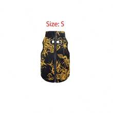 1pc Black & Gold Dragon Totem Print Gourd Style Pure Cotton Back Zipper Washable Pet Coat, Warm Dog Clothes For Autumn/Winter, Suitable For Large/Medium/Small Dogs And Cats, Indoor Or Outdoor Wear - Black - View 17