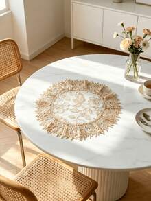 2/4/6/12/24PC Luxury Hollow Lace Round Placemats, Floral Embroidered Table Mats, Suitable For Home Dining Table, Wedding, Theme Festival Decoration - milk coffee color - View 1