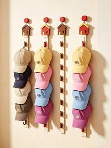 1pc Foldable Hat Storage Rack, Hanging Door Organizer, Wall-Mounted Hat Clips For Kids Room, Suitable For Entryway - Multicolor - View 4