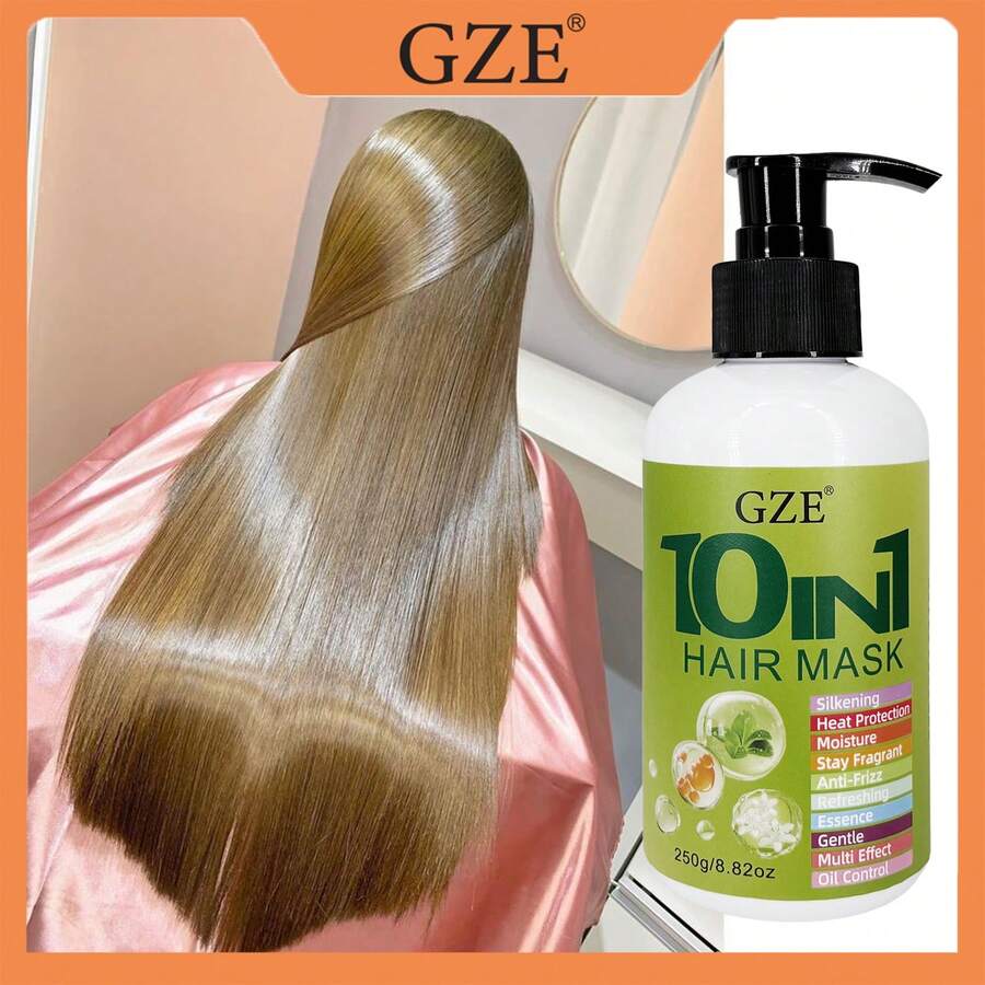 GZE 10-In-1 Multi-Effect Hair Mask 250g/8.82oz, Heat Protection Deep Nourishing Conditioner, Anti-Frizz Hydrating Oil Control Hair Mask, Suitable For Dry Damaged Frizzy Hair - 250g - View 1