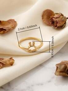 1 buah Cincin Kelinci Berongga Berlapis Emas 18K dari Stainless Steel, Desain Kelinci Lucu dengan Telinga Panjang 3D, Gaya Lembut dan Awet Muda, Cocok dan Serbaguna untuk Kemeja Kasual dan Pakaian Sehari-hari, Aksesori yang Menenangkan dan Menggemaskan - Cincin kelinci berlubang - View 3