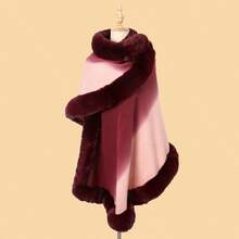 1 buah Jubah Luar Bulu Lembut Kancing Mutiara Gradien Warna Solid Musim Dingin - MultiWarna - View 9
