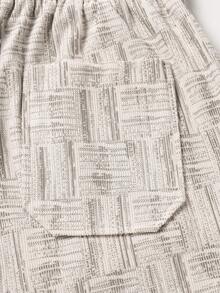 Men's Vintage Plaid Jacquard Wide Leg Knit Drawstring Elastic Waist Textured Straight Casual Long Pants - Apricot - View 8