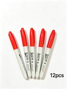 1-12pcs Black Fine Tip Marker Pen Set, 12pcs - Quick Drying, Fade-Resistant, Suitable For Wood, Plastic, Metal, Paper - Ideal For Art Creation, Office Writing, Learning Supplies, Poster Coloring, Perfect Gift For Students, Back To School Essential - Sets - View 13