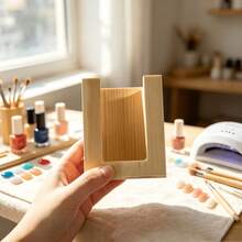 1pc Wooden Nail Cleaning Pads & Polishing Head Storage Box, Rectangular Cotton Pads & Nail Buffing Ring Organizer, Desktop Office Sundries Storage Container - Multicolor - View 4