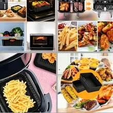 2pcs Reusable Silicone Air Fryer Liners | Non-Stick Baking Parchment Inserts, Air Fryer Kitchen Accessories - Multicolor - View 6