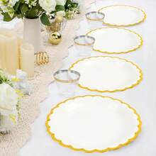 100/50/25/2pcs White Gold Rim Paper Plates, Includes 7 Inch And 9 Inch Paper Plates, Thick Round Plates, Suitable For Birthday Party, Dinner, Wedding, Christmas And Other Occasions, Can Be Used As Table Decoration Or Party Supplies, Cake, Fruit Decoration, Gold Rim Design Highlights High-End Luxury Plates - White - View 4