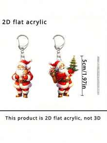 Santa Claus Series Pattern Keychain, Multiple Styles Available, Party Pendant, Multi-Functional Keychain Decoration, Phone Charm, Backpack Charm, Key Charm, Car Charm, Party Fashion Accessory, Fun 2D Acrylic Accessory, Suitable For Backpack, Bag, Car Key Charm And Daily Use, Great Choice For Couple Gift, Party Supplies, Christmas, Halloween Gift - Multicolor - View 11