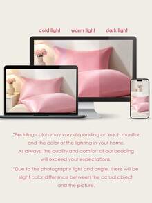 2pcs Premium Silky Satin Envelope Pillowcases, Soft & Breathable, Wrinkle-Resistant, Gentle On Hair & Skin, Improve Sleep Quality, No Pillow Insert, Pink - Pink - View 8