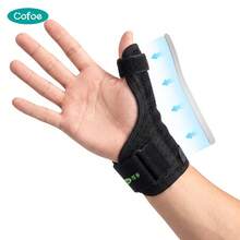 COFOE Adjustable Thumb & Wrist Support Brace, Breathable Mesh Thumb Stabilizer With Removable Aluminum Splint, Soft Fabric And Hook-And-Loop Straps For A Comfortable Fit, Black, Everyday Support - Black - View 2
