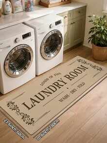 DAJIANG 1 pieza Alfombra moderna para cuarto de lavado, alfombra suave para pasillo, alfombra de cocina, lavable a máquina, alfombra con letras antipolvo, decoración del hogar - Caqui - Ver 18