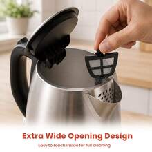 SUPERLEX 1.7L Electric Tea Kettle With Visual Water Level Display, 3000W Fast Boiling Water, Auto Shutoff On Low Water & Dry Boil Protection. Stainless Steel Kettle Body With Anti-Scald Design, Great For Coffee And Tea. - UK Plug(220-240V) - View 5