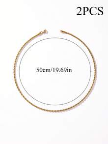 1pc/2pcs/3pcs Fashion Street Simple Style Stainless Steel Men's Chain - Yellow Gold - View 24