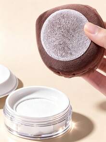 1pc Round Powder Puff, Leopard Print Ribbon Detail, Fluffy Flocked Fiber, Large Thick Soft Touch, Low Powder Absorption, Blush Setting Makeup Powder Puff, Portable Daily Beauty And Travel Essential - Multicolor - View 3