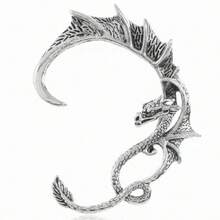 Retro Antique Silver,Gold And Black Dragon Earrings,Gothic Style Surround-Type Non-Piercing Ear Clips,Punkish Cool Halloween Party Decoration Earrings - Multicolor - View 8