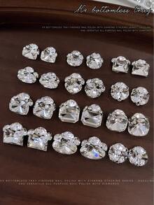 5/15Pcs Flashing K9 Crystal Pigeon Egg Nail Art Rhinestone Ball Transparent White Luxury Versatile Pillow Fat Square Nail Art Rhinestone Ball Decoration - White - View 3