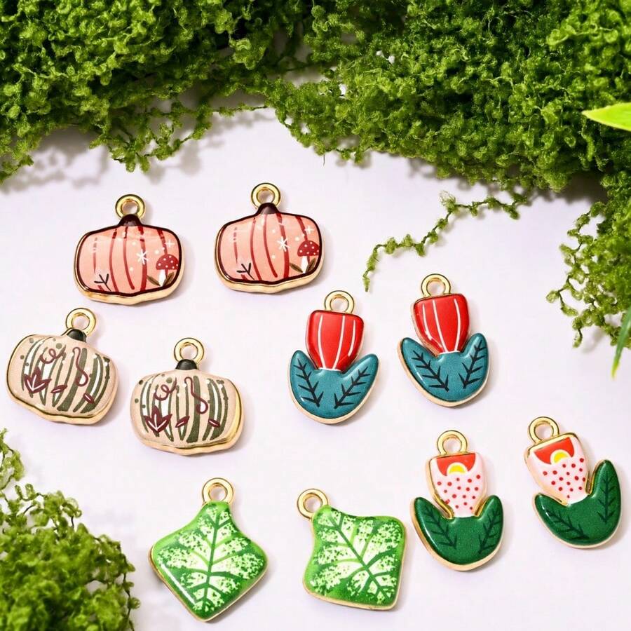 1 Buah Liontin Paduan Enamel Cantik, Liontin Blok Warna Lucu yang Dilukis Tangan untuk Perlengkapan Pembuatan Perhiasan Kalung, Gelang, dan Anting DIY - MultiWarna - View 1