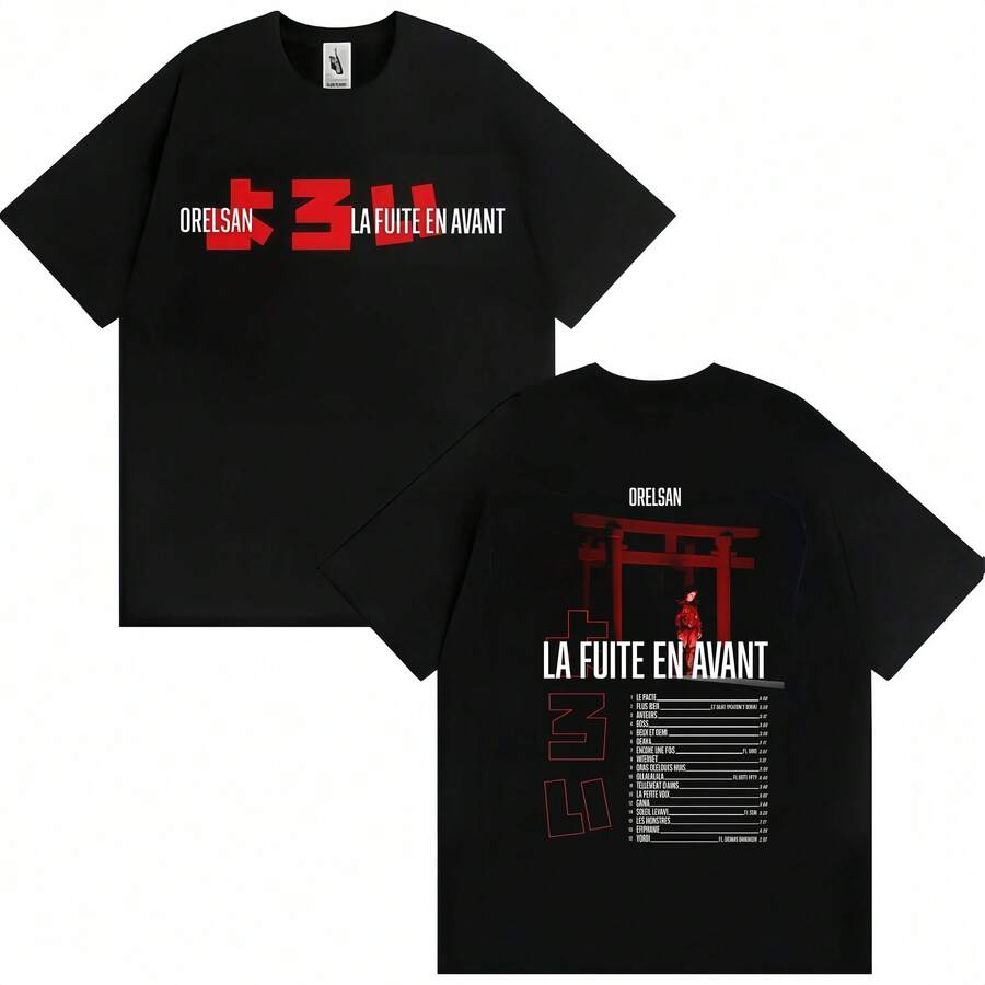 Rapper Orelsan 2026 Album Double Sided Print Fashion Graphic Tshrit Men Women Casual Cotton Comfort O-Neck Tshrit Streetwear. - Black - View 1