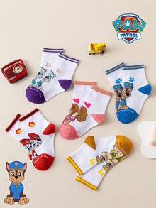 1/5/10 Pairs Paw Patrol Colorful Striped Kids Socks, Simple Puppy Design, Winter Mid-Calf Socks, Fun Christmas Children's Socks - Multicolor - View 7