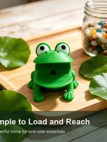 Frog-Shaped Dish Brush Holder, Sponge Drainer, Dishcloth Organizer, Made Of Plastic, With Drain Function. Suitable For Kitchen Countertops And Bathrooms; Can Store Sponges And Dishcloths. - Multicolor - View 6