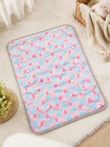 Coral Fleece Autumn/Winter Pet Blanket, Pink And Blue Heart Pattern, Thickened, All-Season Warm, Machine Washable, Dog Accessories, Cat Supplies, Not Suitable For Large Dogs - Multicolor - View 4