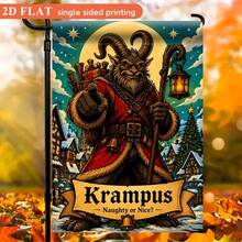 2D Flat Garden Flag 1pc, Krampus Christmas Demon, Polyester Material, Single-Sided Printing, Pattern Design, Ocean Theme, Summer Theme, Holiday Theme, For Yard Decor, Outdoor Decor, Lawn Decor, Flag Only - A - View 2