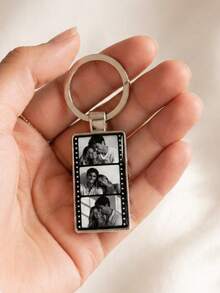 Personalized Film Strip Photo Keychain Photo Booth Custom Metal Keychain Couples Gift Anniversary For Him Her Boyfriend Girlfriend - Silver - View 4