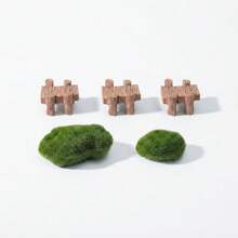 5pcs Miniature Resin Dock Bridge & Artificial Foam Moss Stone Set, Fairy Garden Micro Landscape Decor, Suitable For DIY Potted Plants, Succulents And Terrarium Decoration - A - View 9