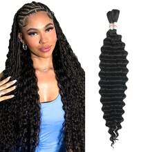 110g 2 Bundles/Pack Human Braiding Hair For Boho Braids Human Curly Boho Hair For Braiding Knotless Deep Wave Bulk Bohemian Natural Black Color - Natural Black - View 15