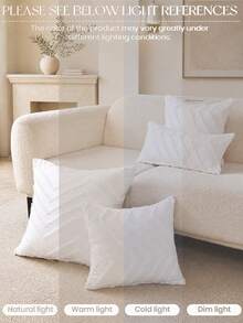 1pc White Geometric Pattern Velvet Decorative Pillow Cover (Pillow Insert Not Included), Modern Style Throw Pillow Case, Suitable For Home, Sofa, Living Room Decor, High-End Minimalist Design, Suitable For Daily Use, Living Room, Bedroom, Small Car, Etc. - White - View 7