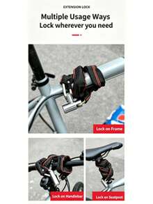 Bicycle Chain Lock With Key, Heavy Duty Anti-Theft Security Lock, Suitable For Bicycles, Electric Bikes, Motorcycles, Wear-Resistant Protective Fabric Sleeve Chain Lock - Black - View 2