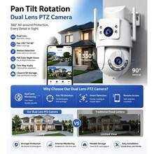 Kamera Keamanan PTZ Lensa Ganda Luar Ruangan JOOAN 4MP CAM720 APP 5G Bluetooth WiFi AP Jaringan Tahan Air Deteksi Manusia Pelacakan Otomatis Penglihatan Malam Warna Penuh Mendukung Kartu SD Penyimpanan Cloud - Hitam dan Putih - View 9