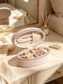 1PC/4PCSPortable Multi‑Slot Jewellery Storage Box, Divided Compartments For Rings, Earrings, Necklaces And Bracelets, Compact Jewelry Organizer, Practical Holder For Women For Daily Use And Travel, Desktop Small Ornaments Storage - Multicolor - View 14