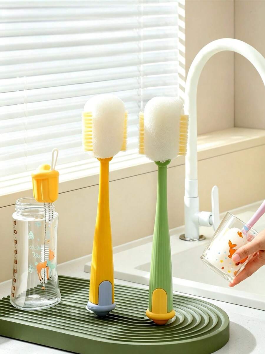 1 buah Set Sikat Pembersih Gelas Multifungsi, Sikat Pembersih Botol Air, Termasuk Pembersih Sedotan dan Kepala Spons Tambahan, Cocok untuk Botol Air Olahraga, Botol Bayi, Gelas Kopi, Gelas Kaca dan Botol Air yang Dapat Digunakan Kembali, Alat Pembersih Multifungsi, Alat Pembersih Dapur, Portabel untuk Penggunaan di Rumah dan Perjalanan