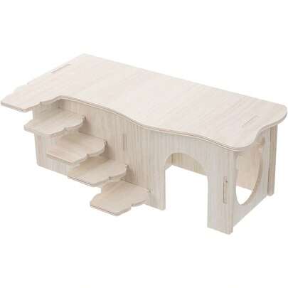 Hábitat de madera para hámster, castillo refugio para hámster, refugio para hámster, suministros para hámster con escalera de escalada multifuncional pequeña