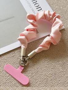 1pc Silk Hair Scrunchie Phone Lanyard Wrist Strap Anti-Lost Pendant Anti-Theft Chain Hand Rope Luxury Niche Short Wristband Camera Bag Keychain Pendant High-End Elegant Chain Women's Spacer Shell - Multicolor - View 8