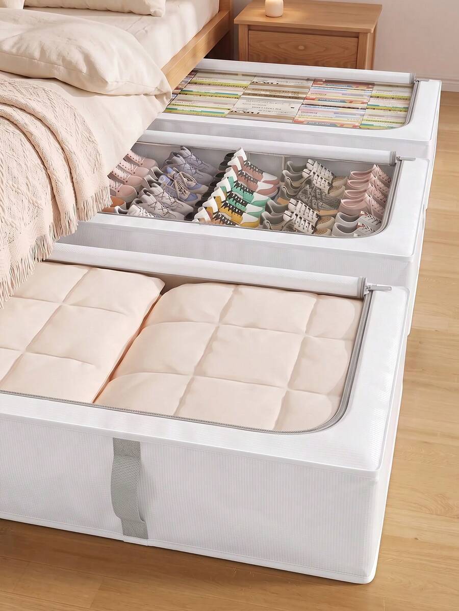 3/1pc Foldable Fabric Underbed Storage Bag, Fully Utilize Underbed Space, Can Store Blankets, Quilts And Pillows, Suitable For Closet Organization, Underbed, Wardrobe And Cabinet Top Storage, Also Suitable For Holiday, Room, Home And Bedroom Decoration, Clothing Storage, Storage Box, Storage, Underbed Storage Space - Multicolor - View 1
