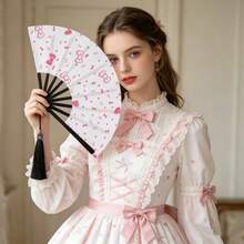10pcs Women's Handheld Fans, Vintage Pattern Design, Bright Vintage Style, Lightweight And Portable, Suitable For Daily Use, Outdoor Activities And Party Occasions, Ideal Fashion Accessory - Hand Fan - View 3