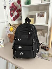 1pc Mini Butterfly Embroidered Backpack, Casual Campus Style Multi-Compartment Multi-Zipper Pocket Daily Bag, Suitable For School Commute And Daily Outings - Multicolor - View 5