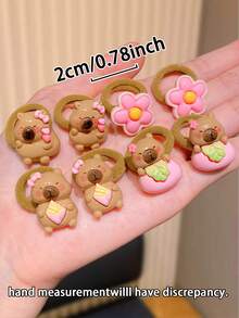 20pcs Multicolor Autumn/Winter Capybara Hair Ties, Gift For Girls, Children Hair Accessories, Cute Girl Hair Accessories - Multicolor - View 7