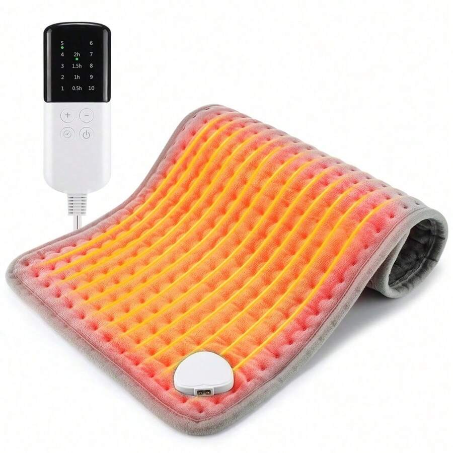 1 pieza Almohadilla de calefacción eléctrica multifuncional para fisioterapia, cojín calefactor con 10 niveles de temperatura y 4 temporizadores, alivia dolor de cuello, espalda, hombros, piernas y columna, brinda calor en invierno, ideal como regalo navideño - Gris - Ver 1