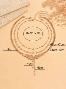 3pcs/Set Personalized Angel Wings Women's Necklace With Shiny Rhinestone Heart Element, Fashion Versatile Neck Jewelry Suitable For Daily Wear, Shopping, Dating, Party, Music Festival - Multicolor - View 4