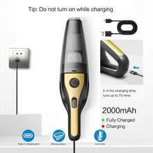 CascadeVac 2000mAh Portable Handheld Vacuum Cleaner, Strong Suction USB Rechargeable Mini Vacuum Cleaner With Multiple Accessories, Suitable For Car, Home, Office And Crevices - Yellow - View 11