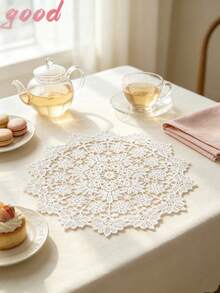 1pc Luxury Lace Embroidered Round Tablecloth, Fabric Placemat/Coaster/Vase Mat/Lamp Mat, Suitable For Home Kitchen Countertop Decoration - Multicolor - View 14