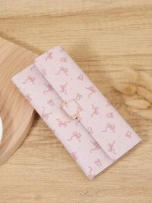 New Women's Long Button Wallet, Three Fold Multi Slot Simple Multi Slot Multi-Functional Wallet, Suitable For Outdoor Travel And Returning To School - Pink - View 2