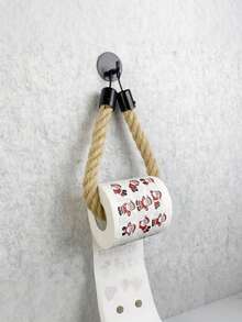 Jute Rope Toilet Paper Holder Bathroom Towel Rack Wall Mounted Design No Drilling Required Can Hang Face Towels And Hand Towels Handmade Roll Paper Storage Rack Suitable For Home, Commercial Office, Kitchen, Bathroom Decor Accessories Apartment Essentials - Multicolor - View 2