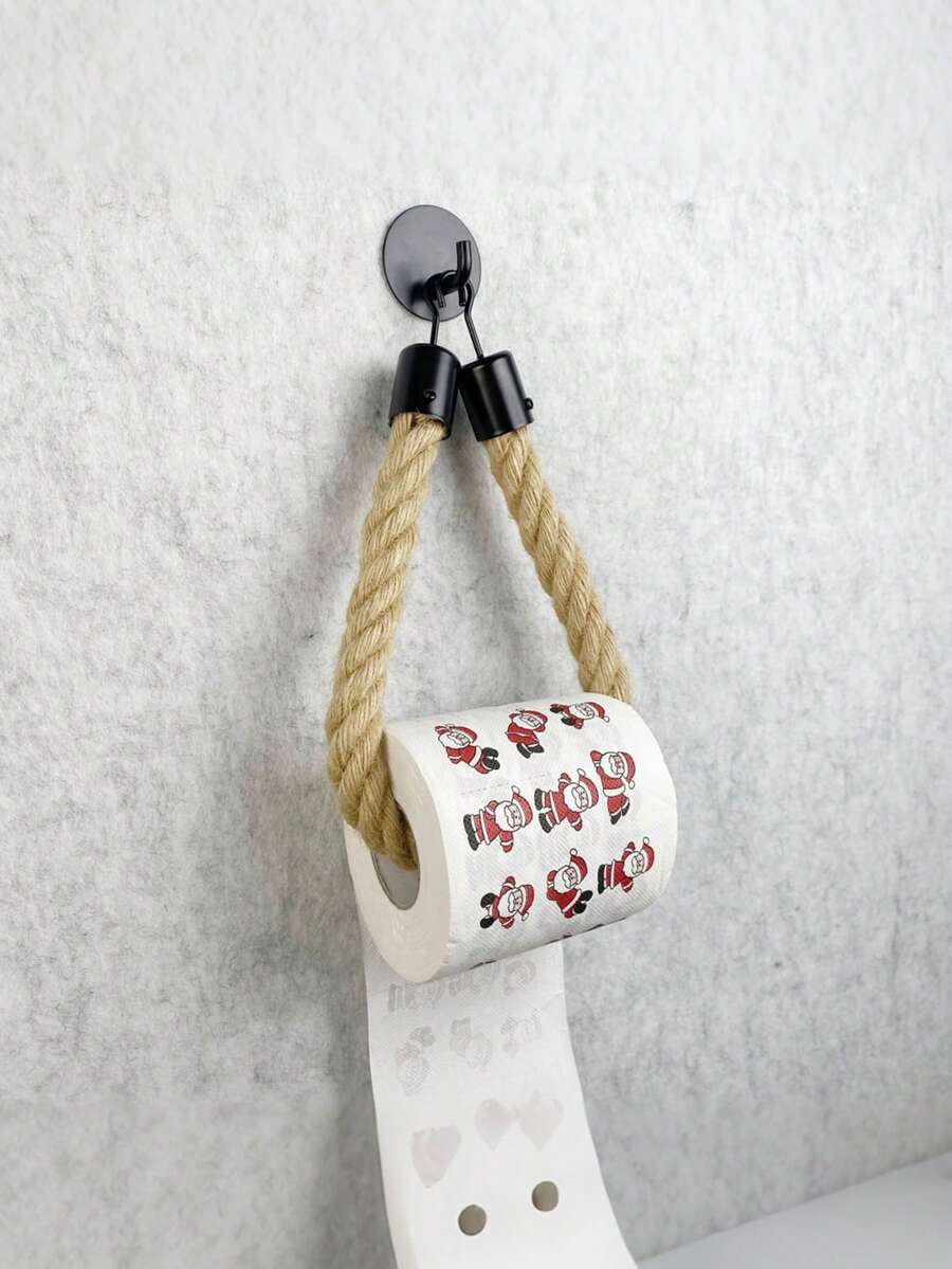 Jute Rope Toilet Paper Holder Bathroom Towel Rack Wall Mounted Design No Drilling Required Can Hang Face Towels And Hand Towels Handmade Roll Paper Storage Rack Suitable For Home, Commercial Office, Kitchen, Bathroom Decor Accessories Apartment Essentials