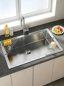 Modern Triangle Hollow Metal Wire Sink Storage Rack With Hook Edge, Space-Saving Kitchen Drainer Rack For Sponges, Brushes, Cloths, Bowls And Fruits, Ventilated Storage Organizer Rack For Home, Apartment, Dorm, Daily Dishwashing And All-Season Kitchen Use - Multicolor - View 8